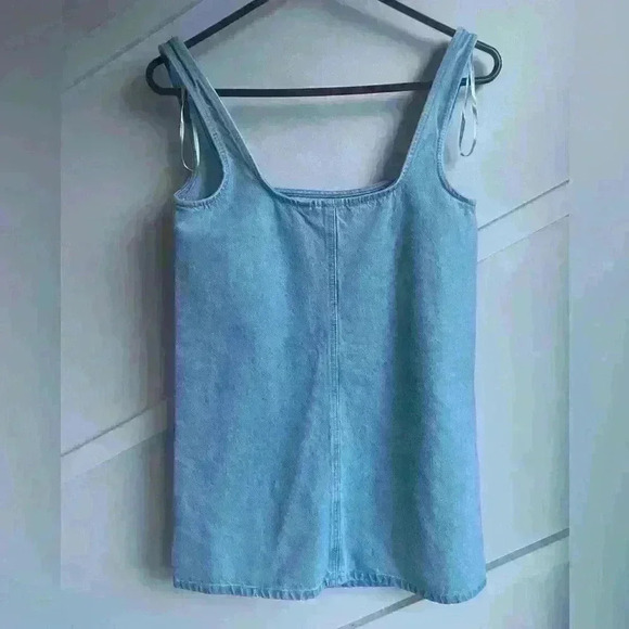 ZARA Square Neck Denim Tank Mini Dress size XS NWOT - Picture 6 of 10